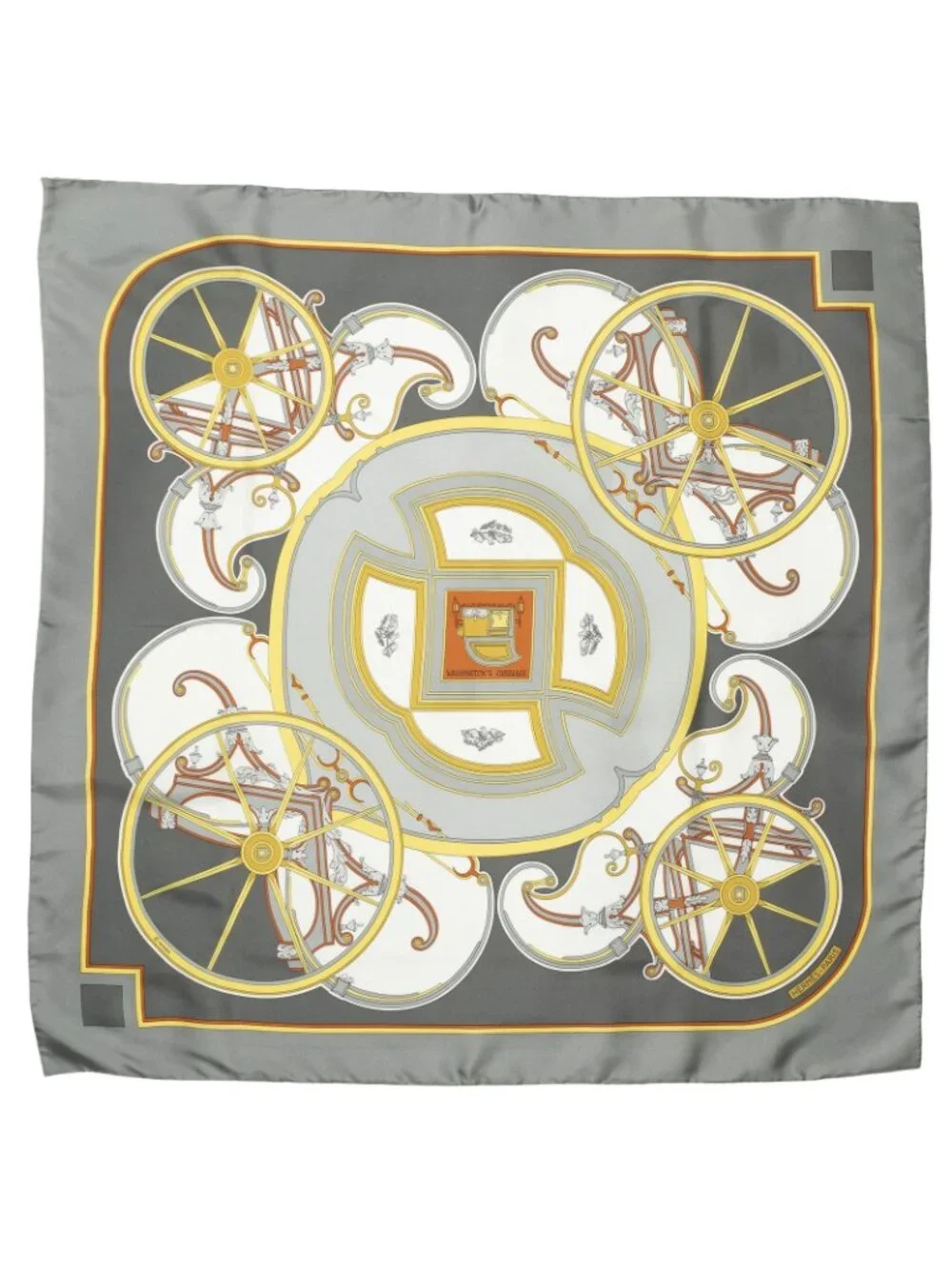 Hermes Scarf Gray Yellow White Silk